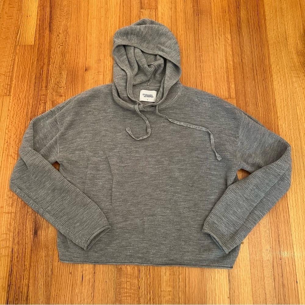 Stitches & Stripes Harriet Hooded Sweater small gray Long Sleeve Knit(g8)